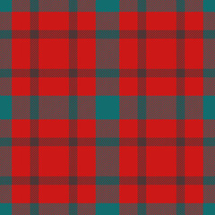 Vibrant red, teal, and gray plaid pattern.  Perfect for festive designs, apparel, or website backgrounds. This seamless texture offers a classic yet modern feel, symbolizing warmth and tradition.