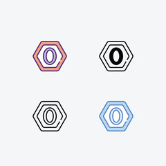 Letter O icons set in different style vector stock illustration