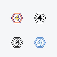 Number 3 icons set in different style vector stock illustration