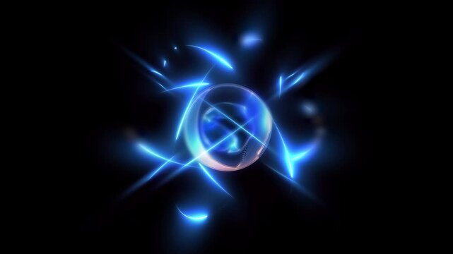 3D illustration of an atom showing spinning protons and neutrons.
