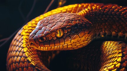 Fototapeta premium Close-Up of Coiled Red Snake