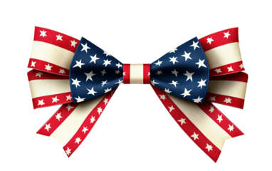 Bold patriotic ribbon featuring stars and stripes styled for celebration or national pride isolated on white background PNG