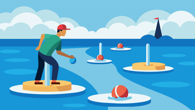 As the tide comes in the bases are adjusted closer to the shore creating a more challenging and exciting game of beach baseball.. Vector illustration
