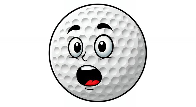 Golf ball cartoon expression illustration