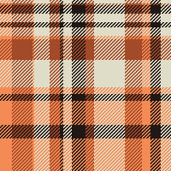 Warm autumnal plaid pattern in orange, beige, and black.  Perfect for textile design, fall fashion, or cozy home décor projects.