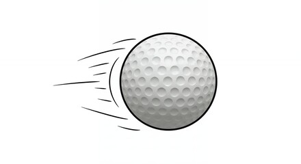 Golf ball flying through air graphic illustration