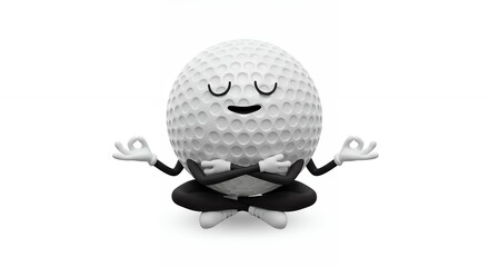 Relaxing golf ball meditating cartoon image