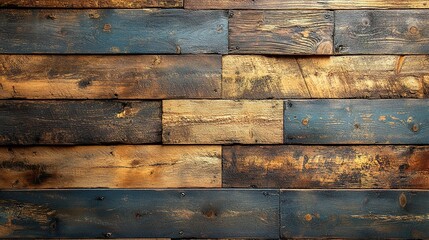Reclaimed wood paneling.  Rustic, aged, and varied wood planks, in warm and cool tones, create a textured wall