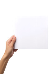 Fototapeta premium hand holding blank white paper on transparent background