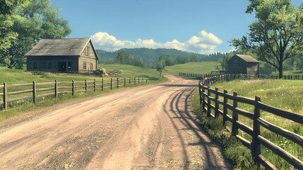 Scenic Country Road Through Rural Landscape