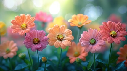 Pastel Zinnia Garden: A Symphony of Soft Hues and Delicate Petal