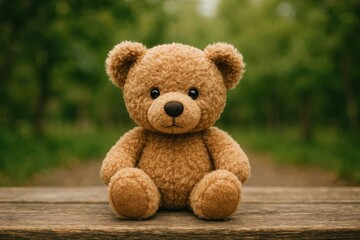 Obraz premium Adorable plush bear outdoors.