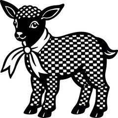 Pastel Lamb With Gingham Ribbon