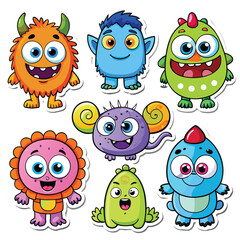 Fototapeta premium Cute Cartoon Monsters Collection