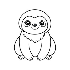 Outline of a Baby Sloth Line Drawing