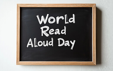 World Read Aloud Day Chalkboard Announcement Isolated On White Background.