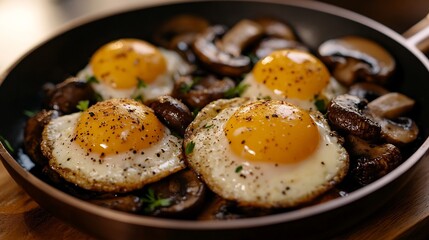 Revuelto de Setas Mushroom Scramble Eggs a mini copper pan only the brown wild mushrooms in color vitamin D rich for brunch spots