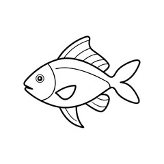 Anthias Fish Vector Outline Illustration