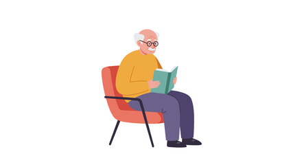 Elderly man reading a book in a cozy chair - пенсионер. Читает. Книга. Спокойная жизнь.  