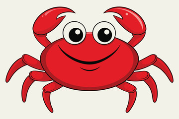  vector illustration of a red cartoon crab.