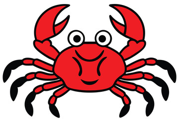  vector illustration of a red cartoon crab.