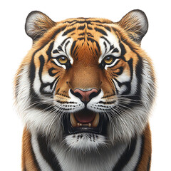 Obraz premium Majestic Tiger Portrait with Striking Features and Intense Gaze in Natural Habitat