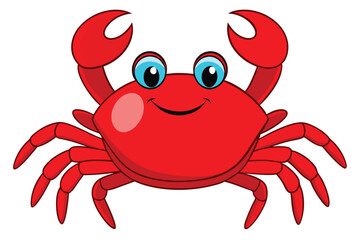  vector illustration of a red cartoon crab.
