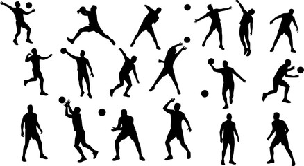 Set of silhouettes of volleyball sport vector design