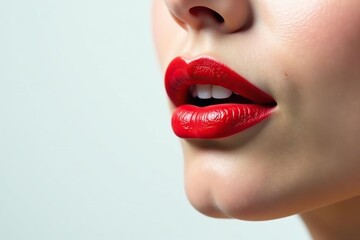 Obraz premium Close-up of vibrant red lipstick on pristine white , lipstick swatch, product photography, style