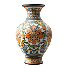Ornate hand painted ceramic vase floral design