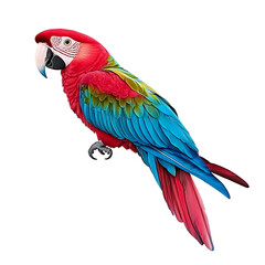 Obraz premium Vibrant Scarlet Macaw Parrot with Colorful Feathers on Isolated White Background