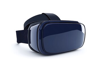 Fototapeta premium Modern virtual reality headset angled on a plain background.