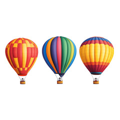 Fototapeta premium Colorful Hot Air Balloons in Vibrant Patterns Floating in the Clear Blue Sky