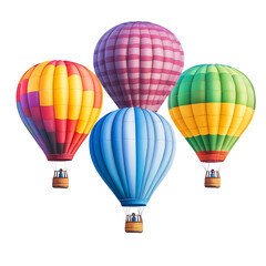 Obraz premium Colorful Hot Air Balloons Flying Against Clear Sky with Vibrant Patterns and Designs