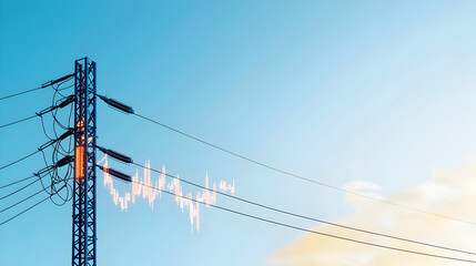 Damaged Power Line On Tower With Fire