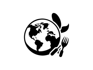 Global Food, A World of Culinary Delights, International food day, A stylized illustration of a globe with a plate of various foods, suggesting global cuisine and international food experiences.