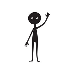 Friendly stick figure character waving hand vector illustration