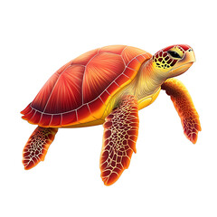 Obraz premium Colorful Sea Turtle Swimming Underwater in Vibrant Coral Reef Environment