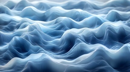 Obraz premium Layered waves of geometric curves in blue and white