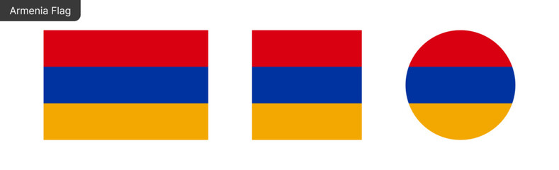 Armenia flag PNG vector. Armenia Square and round icon isolated on transparent PNG background. Armenia  flag icon