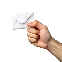 Hand Holding Blank White Envelope on Isolated Background for Greeting Card Concepts