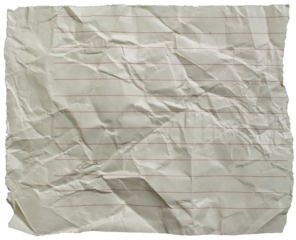Ripped crumpled lined paper torn edges with transparent background png wrinkled paper tear