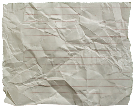 Ripped crumpled lined paper torn edges with transparent background png wrinkled paper tear