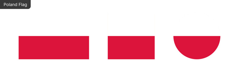 Poland flag PNG vector. Poland Square and round icon isolated on transparent PNG background. Poland flag icon