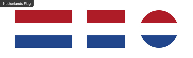 Netherlands flag png vector. Netherlands Square and round icon isolated on transparent PNG background. Netherlands flag icon