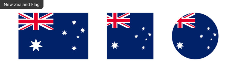 New Zealand flag PNG vector. New Zealand Square and round icon isolated on transparent PNG background. New Zealand flag icon