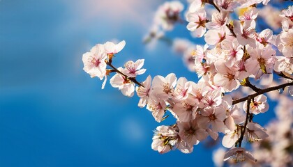 cherry bloosom blooming almond tree closeup blue sky springtime in nature