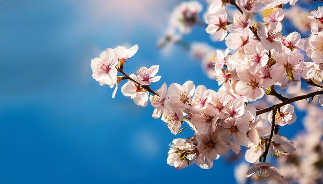 cherry bloosom blooming almond tree closeup blue sky springtime in nature