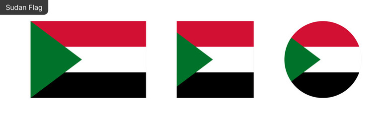 Sudan flag PNG vector. Sudan Square and round icon isolated on transparent PNG background. Sudan flag icon