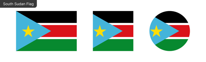 South Sudan flag PNG vector. South Sudan Square and round icon isolated on transparent PNG background. South Sudan flag icon